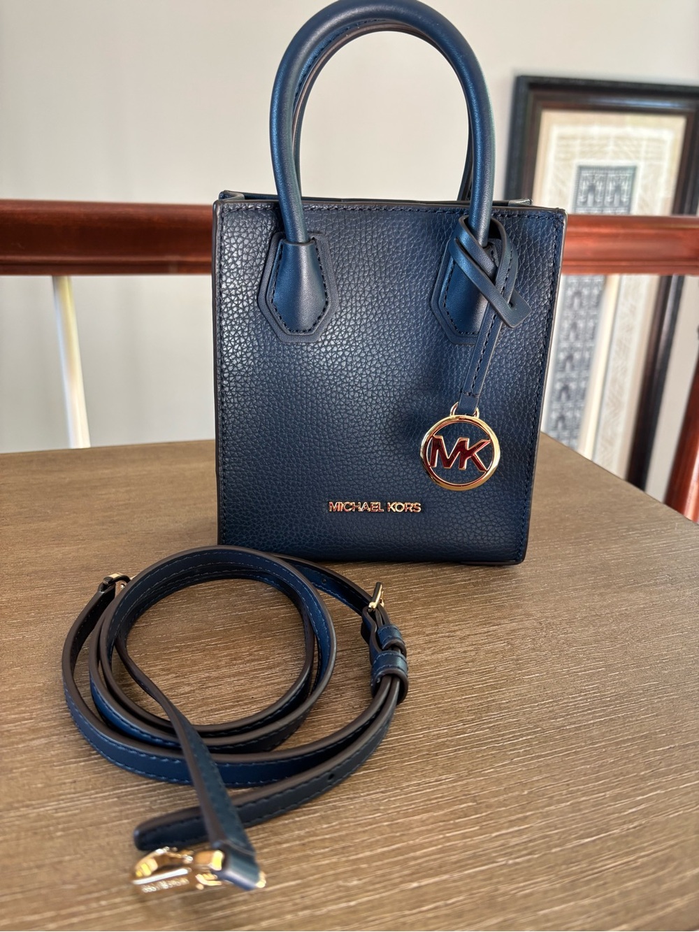 Michael Kors Navy Leather Mercer with Detachable Strap